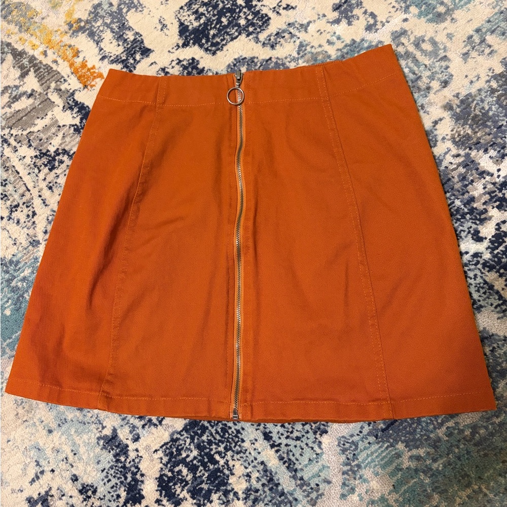Rue21 Orange Front-Zip A-Line Mini Skirt